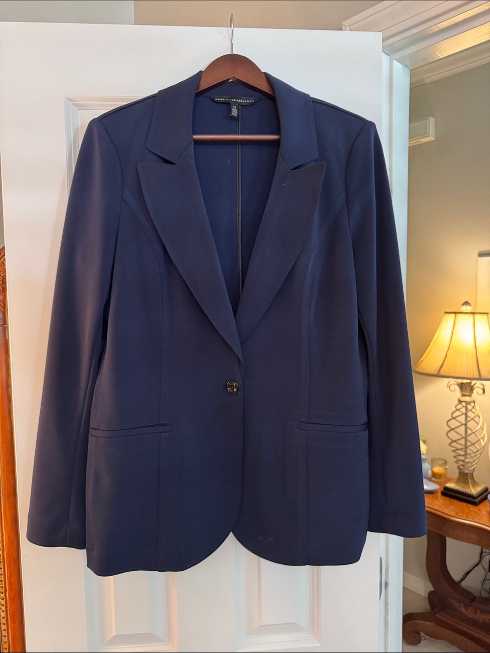 White House Black Market Navy Single-Button Notched Lapel Blazer